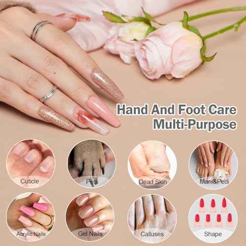 Electric Nail File, 10 Speeds Cordless Nail Drill with LED Light, Portable Manicure Pedicure Kit for Acrylic Gel Nails Thick Toenails Nail Grind, Hand Natural Nails Care - 10 Bits & 120 Sanding Bands