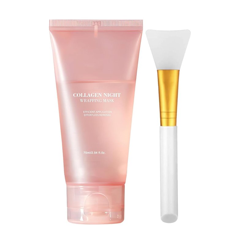 Collagen Night Wrapping Mask, Peel Off Hydrolyzed Collagen Facial Mask, Elasticity & Hydration, Tight Skin, Reduce Sagging & Dullness, 2.54 fl.oz