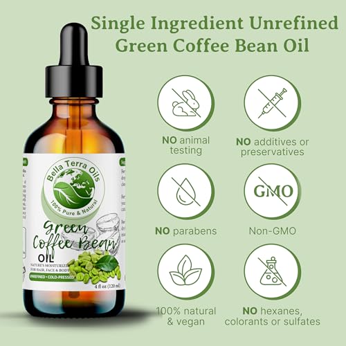Bella Terra Oils - Green Coffee Bean Oil 8 oz - Celebrating the Aromatic Intensity of Green Oil, Filled with Essential Nutrients for a Refreshed Look