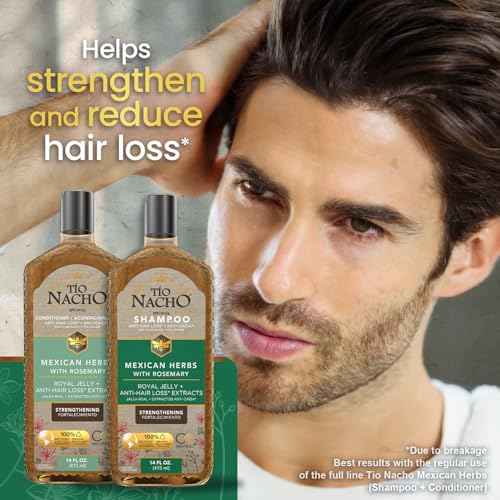 T?o Nacho Mexican Herbs Anti-Hair Loss Shampoo and Conditioner Set with Royal Jelly and Rosemary Extract, Strengthening and Nourishing Routine for Hair Loss, Ideal for Men and Women, 14 fl oz Each