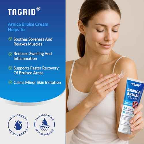 TAGRID Arnica Cream Extra Strength: Fast Pain Relief Arnica Bruise Cream with Vitamin K for Bruising and Swelling on Thin Skin, Joint Pain, Muscle Pain, Soreness (4 OZ)