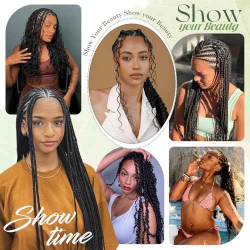 Water Wave Human Hair Bundles Natural Black for Braiding 22 Inch 2 Bundles No Weft, Curly Boho Braids Hair, Brazilian Virgin Hair Extensions (22In,1B)