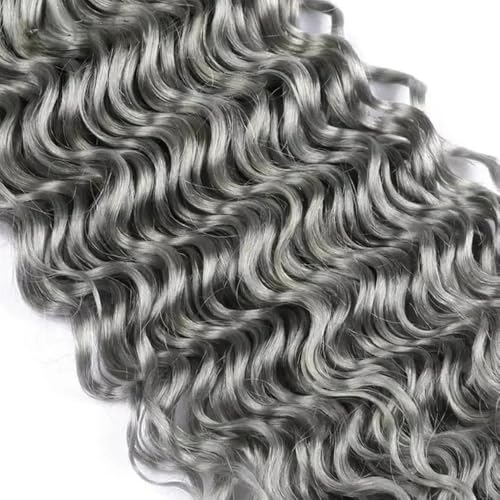 Grey Bundles Deep Wave Bundles Human Hair 24 26 28 Inch Unprocessed Brazilian Virgin Weave Hairs Gray 3 Bundle 50 Gram Per Bundle Human Hair Extensions
