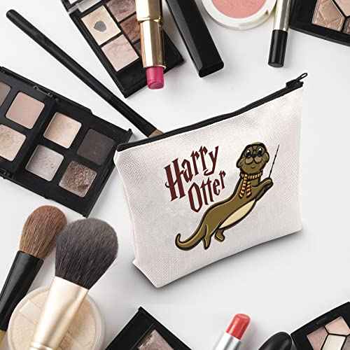 G2TUP Harry Otter Makeup Bag - Sea Otter Animal Lovers Cosmetic Bag Zipper Travel Bag - White