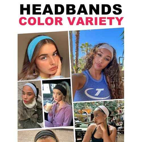 DRESHOW 8 Pack Sports Headbands for Women Non-Slip Stretchy Fashion HairBand Curly Hair Headband Soft Hair Accessories for Daily Wear Workout Yoga Running