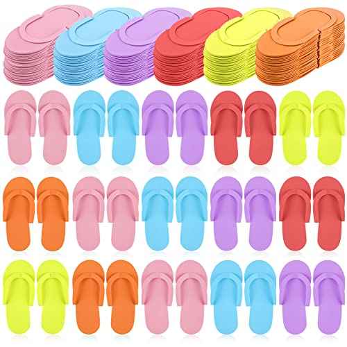Geyoga 240 Pairs Disposable Pedicure Slippers Foam Disposable Spa Flip Flops Pedicure Shoes for Women Salon Nail Spa (Multi Color)