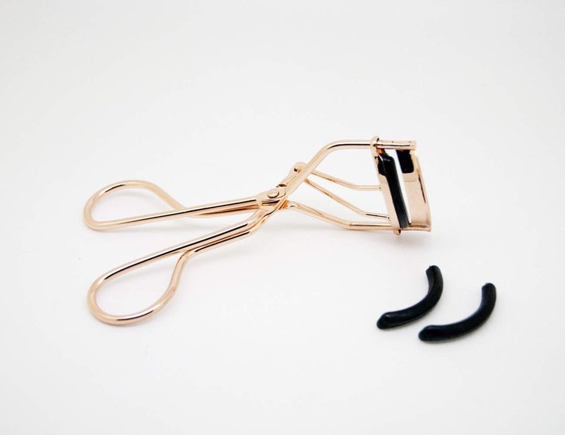 Eyelash Curler - Professional Makeup Tool with 2 Silicone Refill Pads | Pain-Free Metal Design, Golden Color