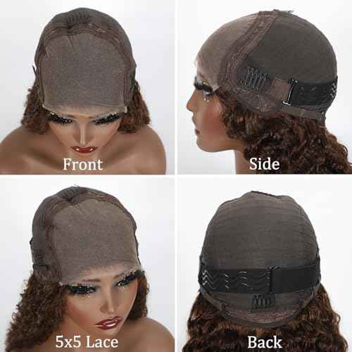 ONICE Wear And Go Glueless Wigs Human Hair Pre Plucked Pre Cut 5x5 HD Lace Closure Human Hair Wigs For Black Women Upgraded No Glue Deep Wave Lace Front Wigs Human Hair(Chocolate Brown,18Inch)
