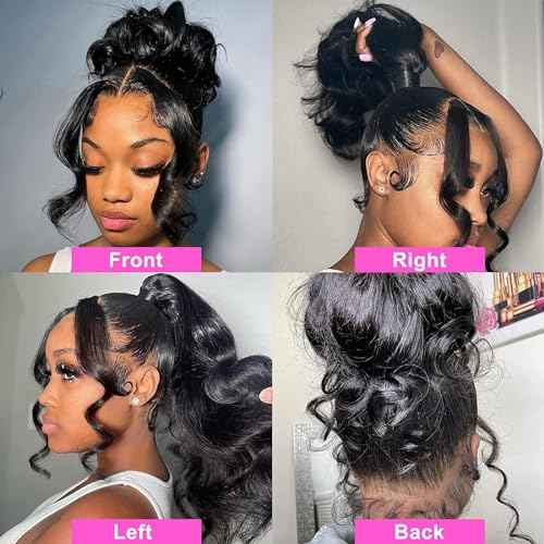 360 Lace Frontal Human Hair With Baby Hair - Body Wave Transparent HD Frontal Closure, Raw Virgin Hair, 150% Density Natural Color 18 Inch