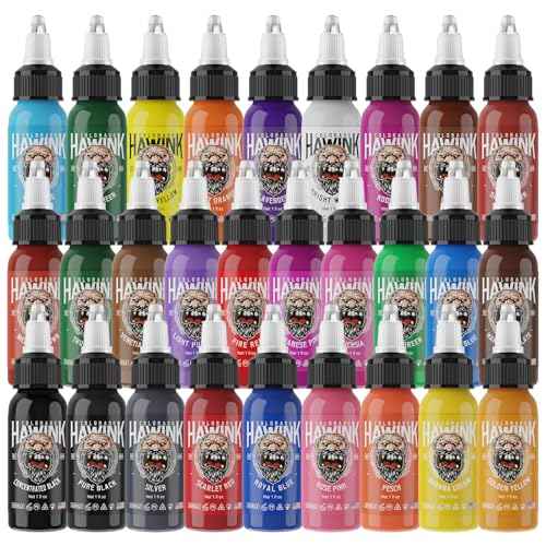 Hawink Tattoo Ink Color Set 1 oz (30ml) Tattoo Supply 28 Colors Pigment Kit Tattoo Supplies in USA TI203-30-28