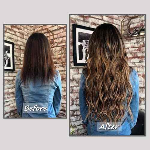 Savasana Clip in Hair Extensions Real Human Hair Straight 7 Pcs Balayage Clip in Hair Extensions Double Weft Thick Chocolate Brown to Caramel Blonde 16 Inch 120g