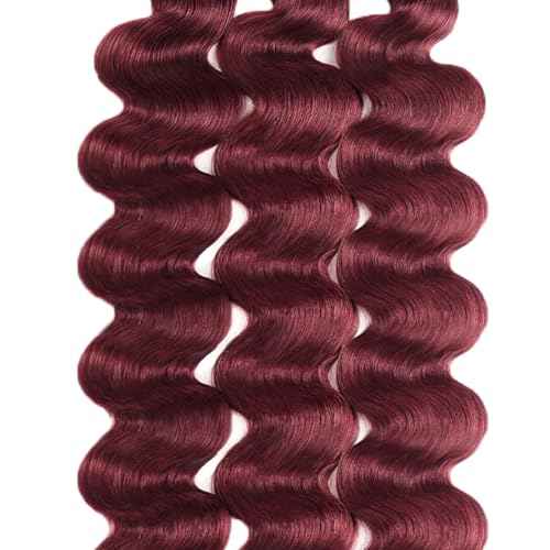 99j Burgundy Bundles Human Hair Body Wave Bundles Human Hair 30 32 34 Inch Wine Red Brazilian Hair 3 Bundle 100 Gram Per Bundle Unprocessed Virgin Remy Hair Extensions For Black Women