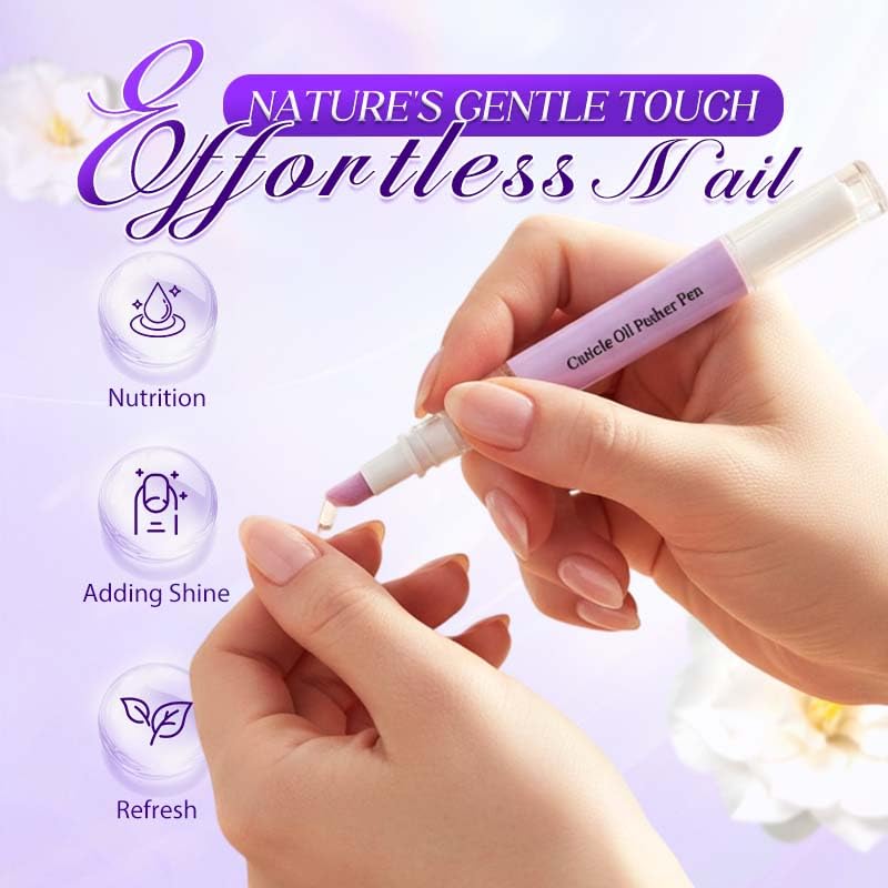Cuticle Oil Pusher Pen Set - 2-in-1 Ceramic Nail Care Tools | Portable Purple Design
