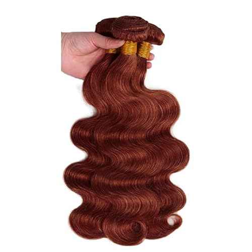 34 34 34 Inch Reddish Brown Human Hair Bundles Copper Body Wave Bundle Peruvian Virgin Hair 3 Bundles Double Weft Soft And Shiny Hair Weave