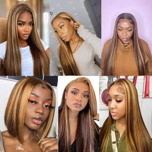 P427 Highlight Straight Bundles Human Hair Ombre Two Tone Blonde Mixed With Brown Bundles Double Weft Brazilian Hair Extensions for Women 18 20 22 inch