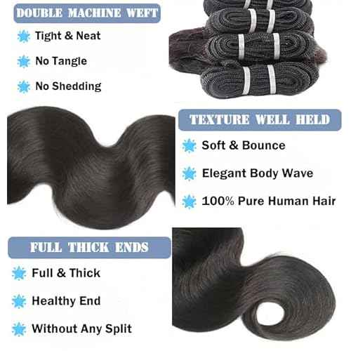 12A Human Hair Bundles 16 18 20 22Inch Body Wave Bundles Human Hair 100% Unprocessed Brazilian Virgin Quick Weave Natural Black
