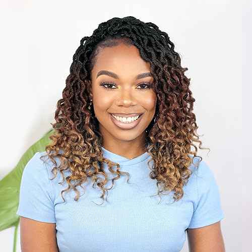 Karida Goddess Locs 12 Inch, Short Faux Locs 8 Packs, Crochet Hair With Curly Ends for Black Women Pre-Looped (12 Inch, Pack of 8, 1B/30/27#)
