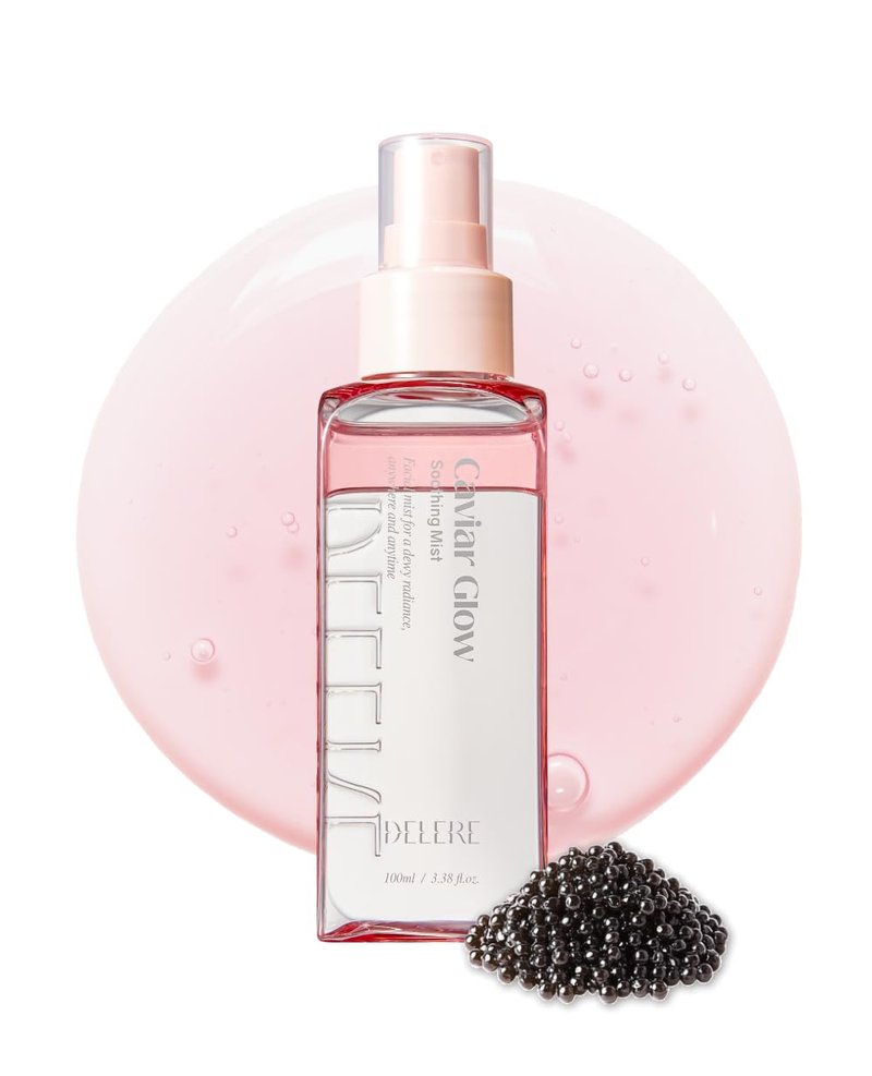 Delere Caviar Glow Soothing Mist - Korean Glass Skin Serum with 5% Caviar & Squalane | 3.4oz Anti-Aging Radiance