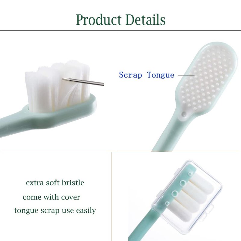 newrichbee [Upgrade Version] 4 Pack Micro Nano Extra Soft Toothbrush with Cover,20000 Soft Bristle Toothbrush for Sensitive Teeth or Gum,Especially for Pregnant or Elderly.