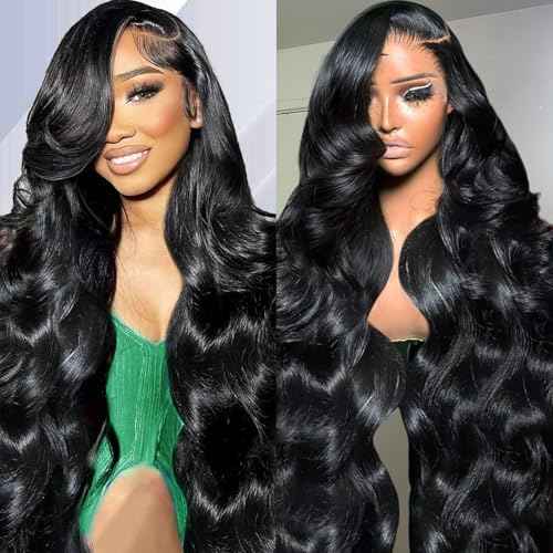 GABRIELLE 20 Inch 13x6 Lace Front Body Wave Wig HD Lace Frontal Wigs Human Hair 200 Density Pre Plucked Lace Front Wig with Baby Hair Glueless Wigs for Women Natural Color