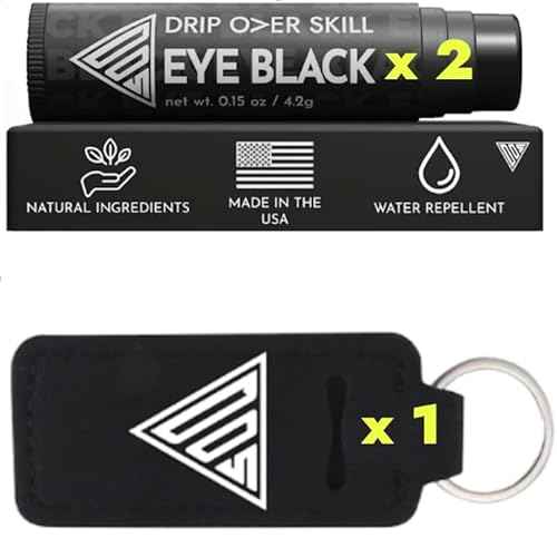 D.R.I.P Over Skill Eye Black & Face Paint, 2 Pack & Carry Clip, Clean & Natural Ingredients, Dermatologist-Tested, Hypoallergenic, Anti-Glare Baseball, Softball, Lacrosse, Football, Stocking Stuffer