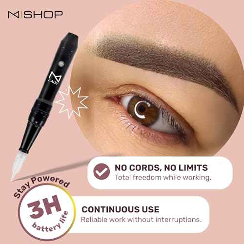 M Permanent Makeup Machine - Microblading Machine, Eyebrow Tattoo Machine - Microshading, Lip, Ombre Brows Machine - Wireless Machine Kit - Achieve Flawless Results (Machine, Black)