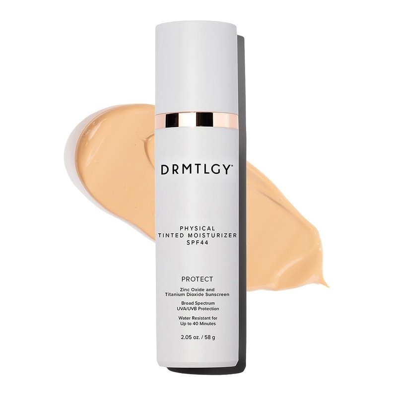 DRMTLGY Physical Tinted Moisturizer with SPF 44. Universal Tint. All-In-One Mineral Tinted Sunscreen and Foundation with Broad Spectrum Protection Against UVA and UVB Rays, 2.05 oz