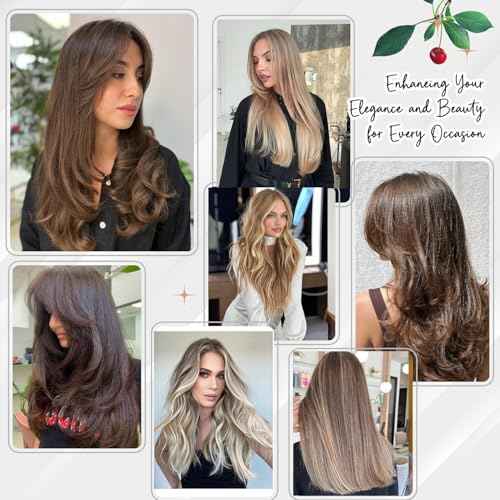 Dark Highlight Clip in Hair Extensions Ombre Real Human Hair Natural Black Mix Chestnut Brown 18 Inch 7pcs 120g Remy Human 16 Clips Ins Double Weft Straight Hair Extensions for Woman