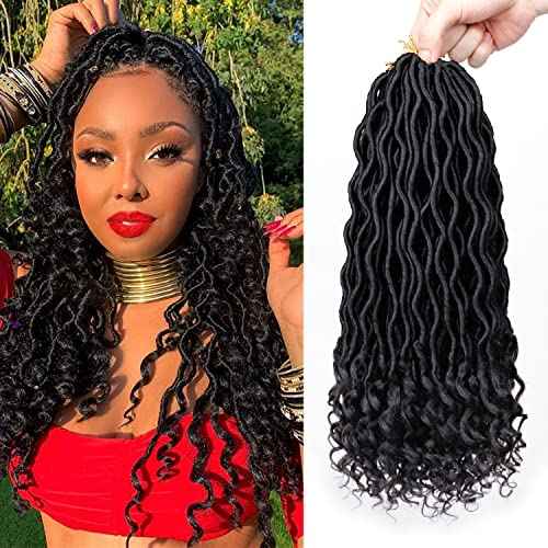 Goddess Locs Crochet Hair - 6 Packs 14 Inch Curly Faux Locs Crochet Hair For Black Women, Pre Looped Crochet Hair Wavy Faux Locs Synthetic Braids Hair Extensions(14Inch, 1B#)