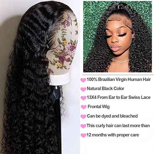 Yuzhou Grace Deep Wave Lace Front Wigs Human Hair 13x4 Lace Frontal Curly Wigs for Black Women Wet and Wavy HD Lace Front Wigs Pre Plucked with Baby Hair 200 Density(18inch, 13x4 deep wave wig)