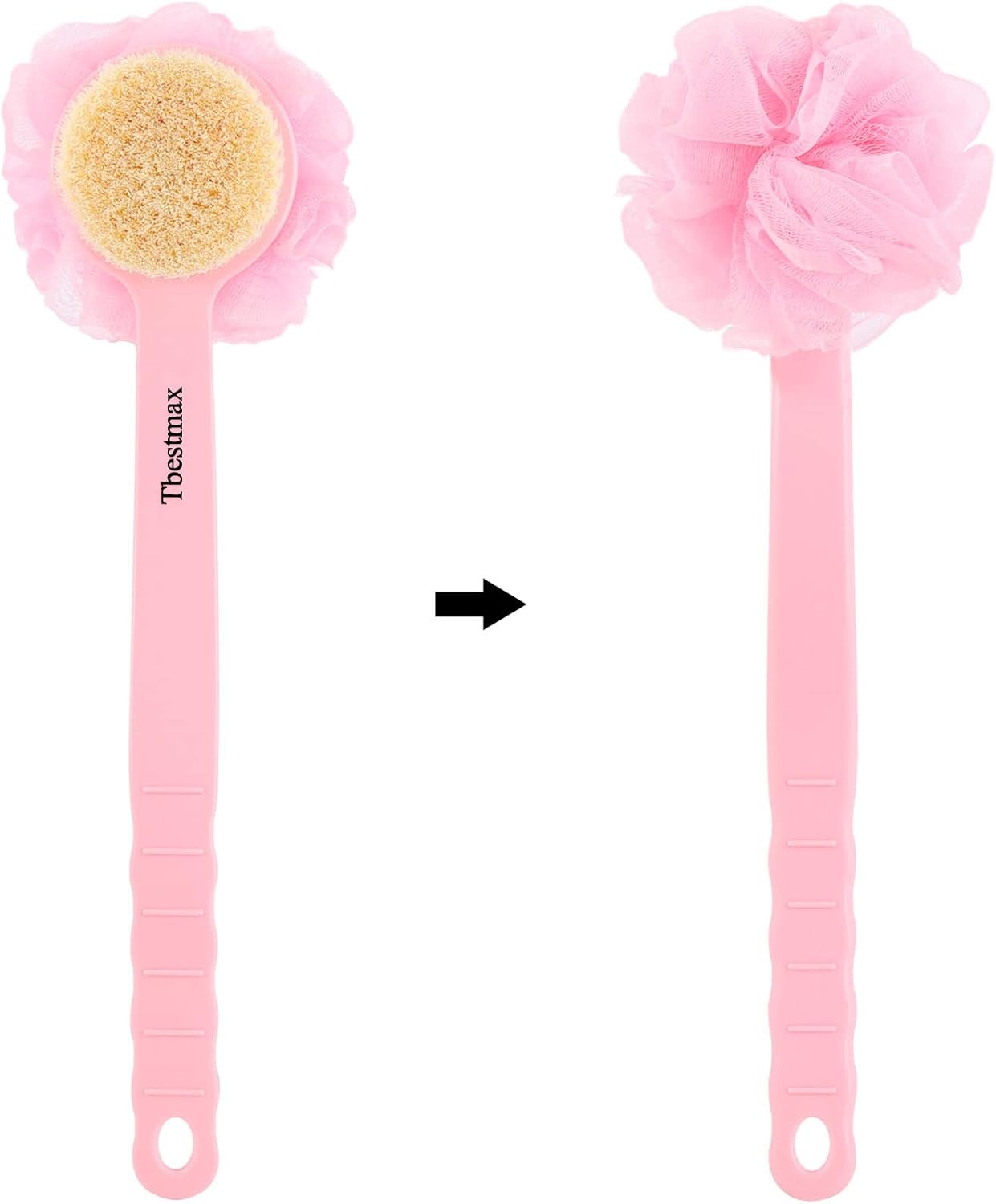 Tbestmax Loofah Back Scrubber - Long Handle Shower Body Brush for Women | Soft Mesh Sponge for Exfoliating & Massage