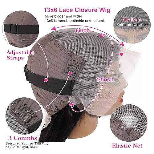 13x6 Deep Wave Lace Front Wigs Lace Frontal Wigs Human Hair for Women Glueless Curly Lace Front Wig Curly Wig Pre Plucked with Baby Hair 180 Density Natural Color 30 Inch