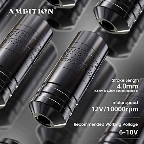 Ambition Torped Tattoo Kit - Rotary Tattoo Machine Kit with 2400mAh Power Supply Brushless Motor Tattoo Gun Kit 40pcs Mixed Size Glory Tattoo Cartridge Needles Gloves for Professional Tattoo Artist