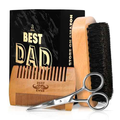 Christmas Dad Gifts from Daughter Son - Beard Kit for Men Grooming and Care with Brush, Comb, Scissors & Storage Bag - Best Dad Ever Gifts for Dads Father Stepdad, Beard Growth Kit for Men