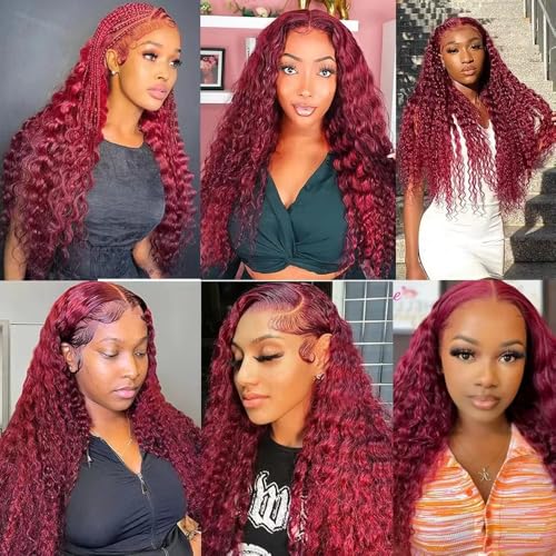 99J Human Hair Bundles Burgundy Water Wave Bundle Red Human Hair Bundle 18 18 18 inch Burgundy Water Wave 3 Bundles