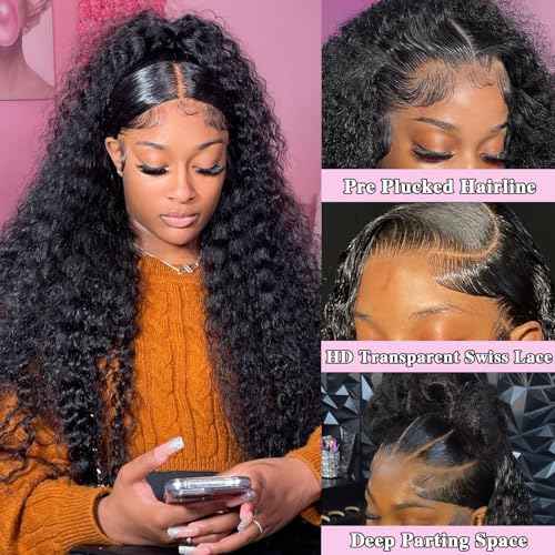 Deep Wave Lace Front Wigs Human Hair 13x6 Lace Front Wigs Human Hair Pre Plucked Deep Wave Wig for Women 20 Inch