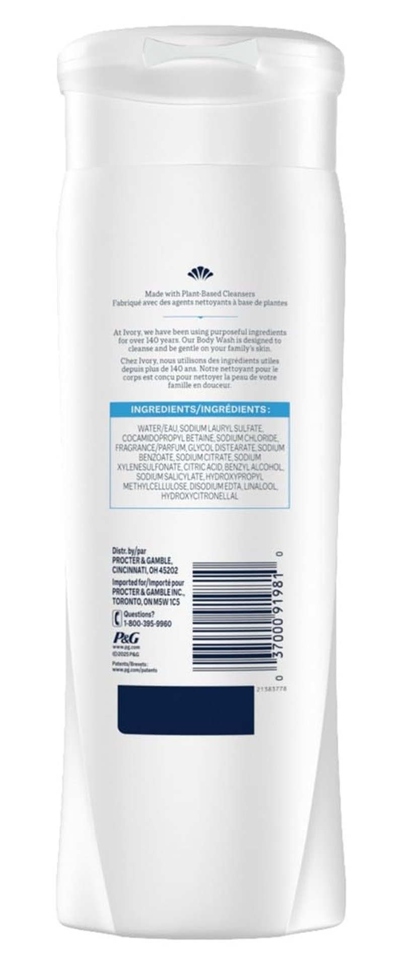 Ivory Mild & Gentle Original Scented Body Wash, 12 Ounce