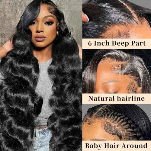 Body Wave Lace Front Wigs Human Hair Pre Plucked 22 Inch 13x6 HD Transparent Body Wave Glueless Wig 260 Density Human Hair With Baby Hair