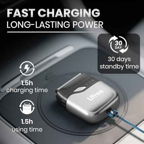 Ufree Foil Shaver for Men,? Electric Razor with 2 Foil Heads, IPX7 Waterproof Electric Shaver, Wet Dry Cordless Razor, Chargeable Portable Shavers for Men, Silver
