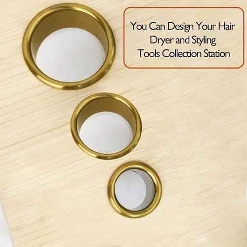 Hair Styling Station Dryer Curling Iron Appliance Hot Iron Tools Holder Tube (Golden, 3inch, 2inch, 1.5inch, 1.78inch)