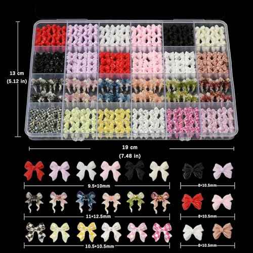 Bow Nail Charms, 3D Nail Charms Bulk for Nail Art Charms and Y2K Charms for Nails Design