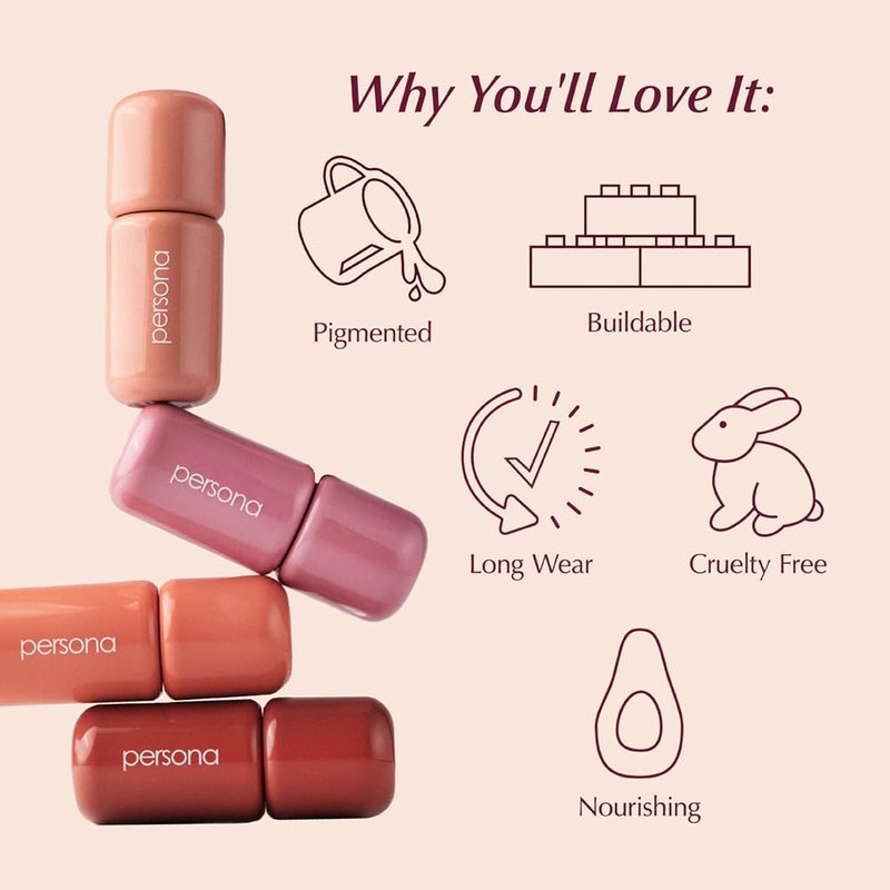 PERSONA Cloudtint Lip Gloss Stain | Hydrating Gloss-to-Tint Hybrid | High Shine + Long-Lasting Color | With Squalane, Glycerin + Ceramide Complex | Buildable, Vegan, Cruelty-Free | Made in USA