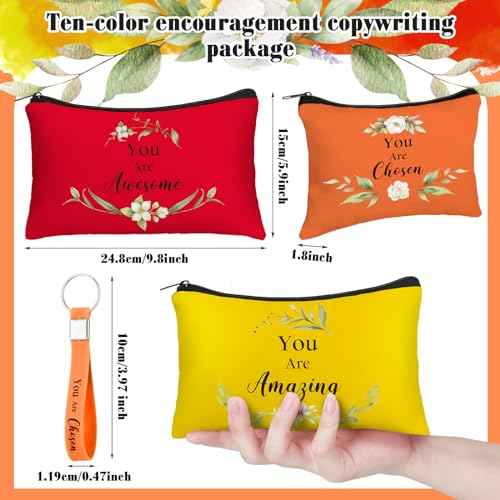 20 Pcs Christmas Thank You Gifts for Women Bulk 10 Christian Cosmetic Bag Keychain Appreciation Gift Favors