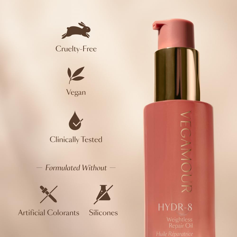 Vegamour Hydr-8 Weightless Repair Oil - Strengthens & Smooths Hair with Marula Oil & Vitamin C | All Hair Types | Vegan & Cruelty-Free