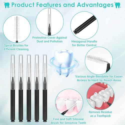 Lezmarket 300PCS Interdental Brushes for Braces, Soft and Bendable Dental Brush for Orthodontic Braces, Braces Cleaner Brush Tooth Pick Teeth Flossers Brushes for Teeth (Black)