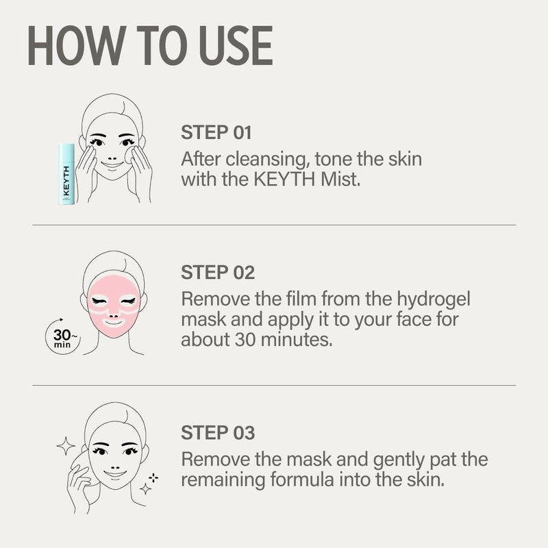 KEYTH LUCY PDRN GLOW COLLAGEN HYDROGEL MASK 4EA X 38G (1.34 OZ.) / Skin Elasticity Enhancement, Vitality Boosting, Nourishment & Soothing, Deep Hydration