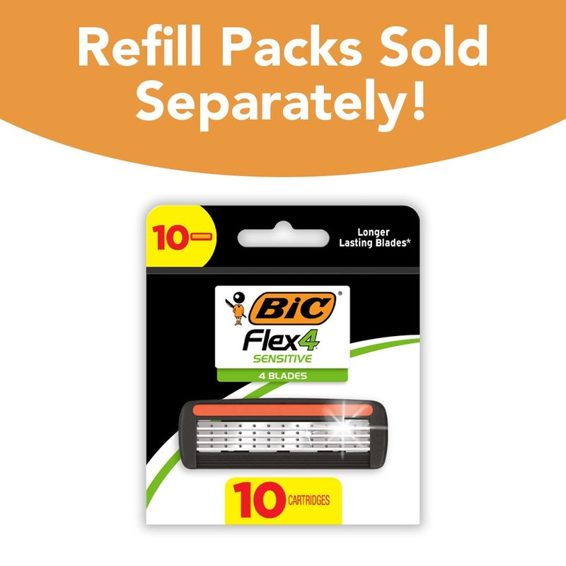 BIC Flex 4 Men's Refillable Razors - 4-Blade System with Pivoting Head & Lubricating Strip | Ideal for Father's Day