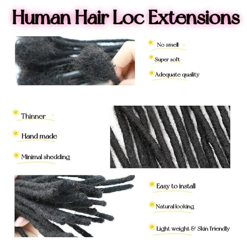 0.4cm & 0.6cm Width, 4-14 Inches10, 30, 60, 100 Strands Options 100% Real Human Hair Dreadlock Extensions for Men/Women/Kids, Handmade Permanent Loc Extension Bundles (0.6cm, 8inches, 30Strands)