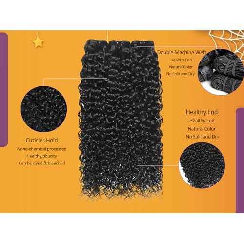 12A Water Wave Human Hair Bundles 16 18 20 Inch Wet And Wavy Bundles Human Hair 100% Unprocessed Brazilian Virgin Water Curly Bundle Natural Black Color