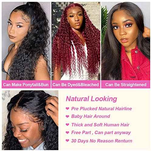 Yuzhou Grace Deep Wave Lace Front Wigs Human Hair 13x4 Lace Frontal Curly Wigs for Black Women Wet and Wavy HD Lace Front Wigs Pre Plucked with Baby Hair 200 Density(18inch, 13x4 deep wave wig)